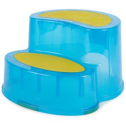 Bieco Banqueta de pelúcia crianças azul | Banqueta de dois degraus para crianças | degraus casa de banho | pelúcia para crianças | casa de banho | dois degraus | Banqueta para lavatório e lavatório