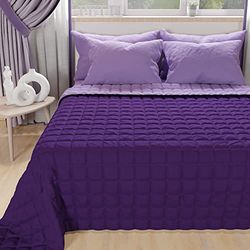 PETTI ARTIGIANI ITALIANI - Colcha de 1,5 lugares reversível, 220 x 260 cm, em microfibra, cobertura para cama de primavera, edredão reversível, lilás violeta, 100% fabricado na Itália