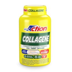 ProAction Collagene, Integratore alimentare a base di Collagene per rinforzare ossa, tendini e cartilagini con Acido Ialuronico e Vitamina C - Certificato Fortigel - Barattolo da 100 compresse