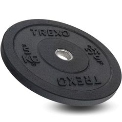 TREXO Dischi Palestra Olimpionico|Pesi Palestra Gommata per Bilanciere Diametro 50 mm|Durevole Dischi Palestra 5 kg|Attrezzatura Palestra Crossfit Allenamento di Forza TRX-BMP005