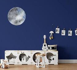 QuoteMyWall Large Full Moon Watercolour Wall Sticker for Kids Rooms Nursery Outer Space Wall Art Decal Childrens Bedroom Removable Mural (Medium (35 cm x 35 cm))