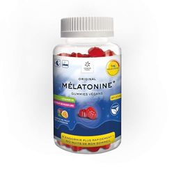 Melatonine+ Gummies - Complément alimentaire pour le sommeil et l'endormissement- anti-jetlag – 60 gummies- 1 mg de mélatonine + vitamine B6 + extrait d’herbe de passiflore 10 :1- vegan - végétalien