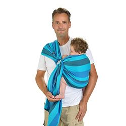 Hoppediz Ring-Sling, Porte-bébé pour les Nouveau-nés et Bébés, Écharpe de portage avec deux anneaux en aluminium, 0-36 mois, 3-20 kg, Dublin