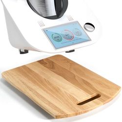 Scorrevole Bimby TM6 con 2 Ruote Universali, Tavola Scorrevole per Bimby TM6, Tavoletta Mobile per Bimby TM6, Tavola a Rulli per Bimby TM6, Base Bimby TM6 39,5 x 28,5 x 2,8 cm, Colore Legno