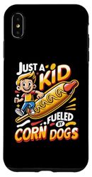 Carcasa para iPhone XS Max Just A Kid Fueled By Corn Dogs Corn Dog Lover Salchicha