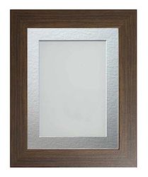 Frame Company Watson Brown Picture Photo Frame fitted with Perspex, 12x10 inch with Silver Mount for image size 9x7 inch