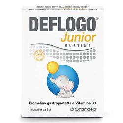 Stardea DEFLOGO Junior, Drenaggio dei Liquidi Corporei, Bromelina, Vitamina D, Senza Glutine, 10 Bustine, Senza Edulcoranti