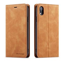 QLTYPRI Etui na iPhone XR, wysokiej jakości pokrowiec ze skóry PU TPU zderzak z uchwytem na karty, podpórka ukryta adsorpcja magnetyczna etui z klapką portfel pokrowiec na iPhone XR - brązowe