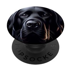 Retrato de perro negro Labrador Retriever Acuarela PopSockets PopGrip Intercambiable