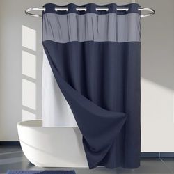 River Dream Tenda da doccia a nido d'ape con fodera a scatto, 70 x 74 cm (larghezza x altezza), qualità alberghiera, tenda da bagno tipo spa, blu navy