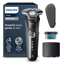 Philips Shaver Series 5000 - Wet & Dry Mens Electric Shaver with SkinIQ Technology, Pop-up Trimmer, Travel Case, Quick Clean Pod and Quick Clean Cartridge (Model S5898/50)