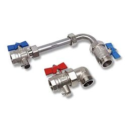 Verticale verbindingsset voor caloriemeter met 3 kogelventielen, 3/4 adapterbuis, 110 mm (1 x 130 mm), voor sensor, roestvrij staal (referentie: 1VTWMZ1V)