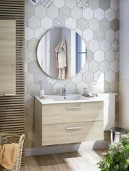 Mobile sottolavabo Dartford, Mobiletto da Bagno, Contenitore Porta lavabo, Armadio per lavandino, 80x45 h50 cm, Rovere