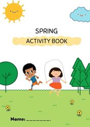 Spring activity book softback A4: Cute Colourful Spring Activity Colouring Book