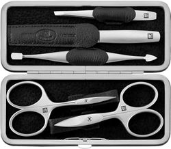 ZWILLING Twinox Manicure 5-Delige Set met Lederen Metalen Frame en Fluwelen Interieur Zaak, Zwart