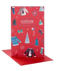 Godson kerstkaart - kerstkaart voor Godson - schattig kerstjumper ontwerp