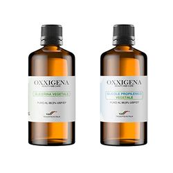 Oxxigena - BIO Kit Base Neutra da 1 L, con Glicerina Vegetale Liquida Pura ≥ 99,5% (500 ml) + BIO Glicole Propilenico Vegetale Liquido Puro (500 ml), 50 VG / 50 PG, 100% Made in Italy