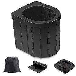 Draagbaar toilet voor kamperen, potje volwassenen, Porta Travel Commode emmer auto, reizen, outdoor, wandelen, rugzak, reizen, tent, boot, strand, verkeersopstopping, thuis