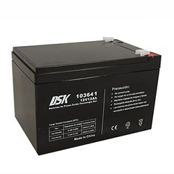 DSK 103641 - Batería de Plomo con Tecnología Gel AGM Sellada de 12V 12Ah. Ideal para cualquier aparato de movilidad eléctrica. Soporta ciclos más prolongados de uso. Si se rompe, el gel no se derrama.