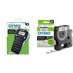 DYMO LabelManager 160 Etichettatrice portatile | Stampante per etichette a trasferimento termico & D1 Etichette Autoadesive per Stampanti LabelManager, Rotolo da 12 mm x 7 m