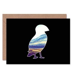 Wee Blue Coo PHOTO ANIMAL OUTLINE SCENIC INSET PUFFIN HILLS ART GREETINGS CARD