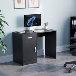 Vida Designs 3331088 Computertafels, MDF en spaanplaat, zwart, standaard