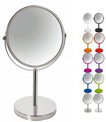 Spirella Coleção Sydney, espelho de pé para toucador ou casa de banho 17 x 17 x 27 (reversível: 100 % e x2 aumentos), metal, cromado