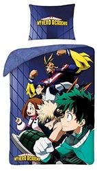 My Hero Academia Beddengoed van 100% katoen, omkeerbaar dekbedovertrek, 140 x 200 cm, kussensloop