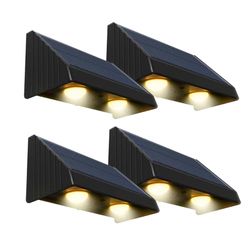 Set di 4 lampade da parete a energia solare, LED bianco caldo, 4 x KYLA H6 cm