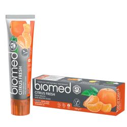 Biomed Citrus Fresh 97% Dentifricio naturale | Arancia, alito fresco, gengive sane | Oli essenziali di mandarino, pompelmo e limone, gusto frutta, vegetariano, privo di SLES 100 g