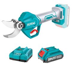 TOTAL - Tijeras de Podar Electricas. Bateria y Cargador Rapido, Motor Brushless. Corte 30mm. Uso Profesional