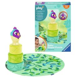 Ravensburger Puzle apilable para bebé Play+ 4857: Nido de pájaro, Rompecabezas Montessori, Silicona, Juguete con Ventosa para bebés a Partir de 6 Meses, Color Amarillo (2004857)