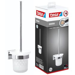 tesa Ekkro Piaçaba de casa de banho, metal cromado brilhante, tecnologia autoadesiva de montagem na parede, 390 x 116 x 147 mm