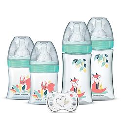 DODIE Zestaw 4 butelek dla noworodków Okrągły smoczek antykolkowy (2x150ml i 2x270mL), smoczek urodzinowy