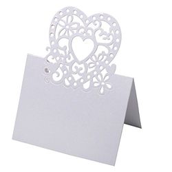 CLUB GREEN Place Card Laser Heart White 80X120MM, 18 x 10 x 0.5 cm