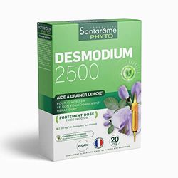 Santarome Bio - Desmodium 2500 | Complément Alimentaire Détoxifiant du Foie | Fonctionnement Hépatique, Protection & Détoxification - A base de plantes | 20 ampoules | Made In France | Végan