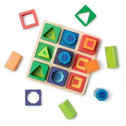 Melissa & Doug Conjunto para classificar formas em sequência, brinquedos de desenvolvimento, jogo educativo, brinquedo de madeira, Montessori, 3, presente adequado para meninos e meninas
