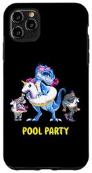 Carcasa para iPhone 11 Pro Max Flotador de unicornio de dinosaurio para fiesta en la piscina