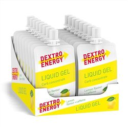 Dextro Energy Gel liquide - Barre énergétique végétalienne savoureuse Alternative pour les athlètes d'endurance - Lemon + caféine - 18 x 60 ml (paquet de 18 pièces)