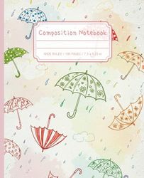 Cute Kids' Art Composition Notebook – Wide Ruled (100 Pages, 7.5 x 9.25 in): Umbrella with a cute design