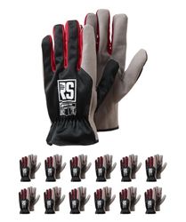 RS SYNTH TEC Gants de montage/Taille 09/12 paires/Noir Gris/Gants de montage Gants en cuir synthétique/Gants de travail/Gants de protection/Fonctionnalité d'un gant en cuir