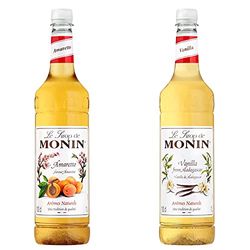 MONIN Premium Amaretto Syrup 1 L & Premium Vanilla Syrup 1 L