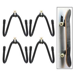 YYST Appendiabiti da parete per skateboard, montaggio a parete, con ferramenta, tavola non inclusa, stile W, confezione da 4