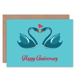 ANNIVERSARY HAPPY SWANS LOVE ART GREETINGS GREETING CARD GIFT