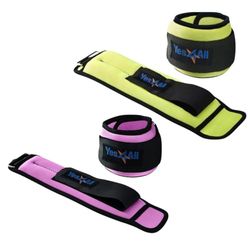 Yes4All Combo pesi per polsi e caviglie (0,7 kg + 1,4 kg) con cinghia regolabile per donne, uomini, cinghia regolabile per camminare, pilates, palestra fitness allenamento