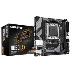 Gigabyte B650I AX Moederbord - Ondersteunt AMD AM5 CPU's, 5+2+1 fasen digitaal VRM, tot 6400MHz DDR5 (OC), 1xPCIe 4.0 M.2, Wi-Fi 6E, 2.5GbE LAN, USB 3.2 Gen 2