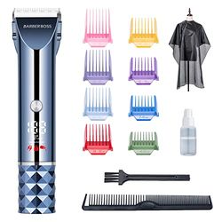 BarberBoss Tondeuse à cheveux sans fil, tondeuse à barbe pour homme, rechargeable par USB avec 2 réglages de vitesse, écran LED, lame en titane-céramique auto-affûtante, QR-2091