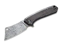 WE Knife Unisex - Volwassenen Mini Mastodon Damascus Carbon zakmes, zwart, 18,2 cm