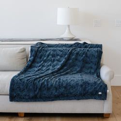 GRACED SOFT LUXURIES Large Super Soft Warm Elegant Cozy Faux Fur Home Throw Blanket 50 x 60 by, Navy Blue