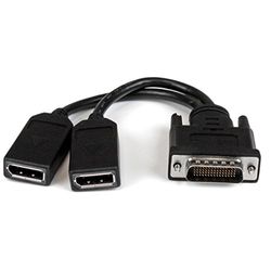 StarTech.com Cable Adaptador de 20cm DMS-59 a 2x DisplayPort - 4K x 2K - Cable Divisor Splitter en Y LFH DMS de 59 pines (M) a 2x DisplayPort 1.2 (H) - Tarjeta Gráfica LFH a 2 Monitores DP (DMSDPDP1)